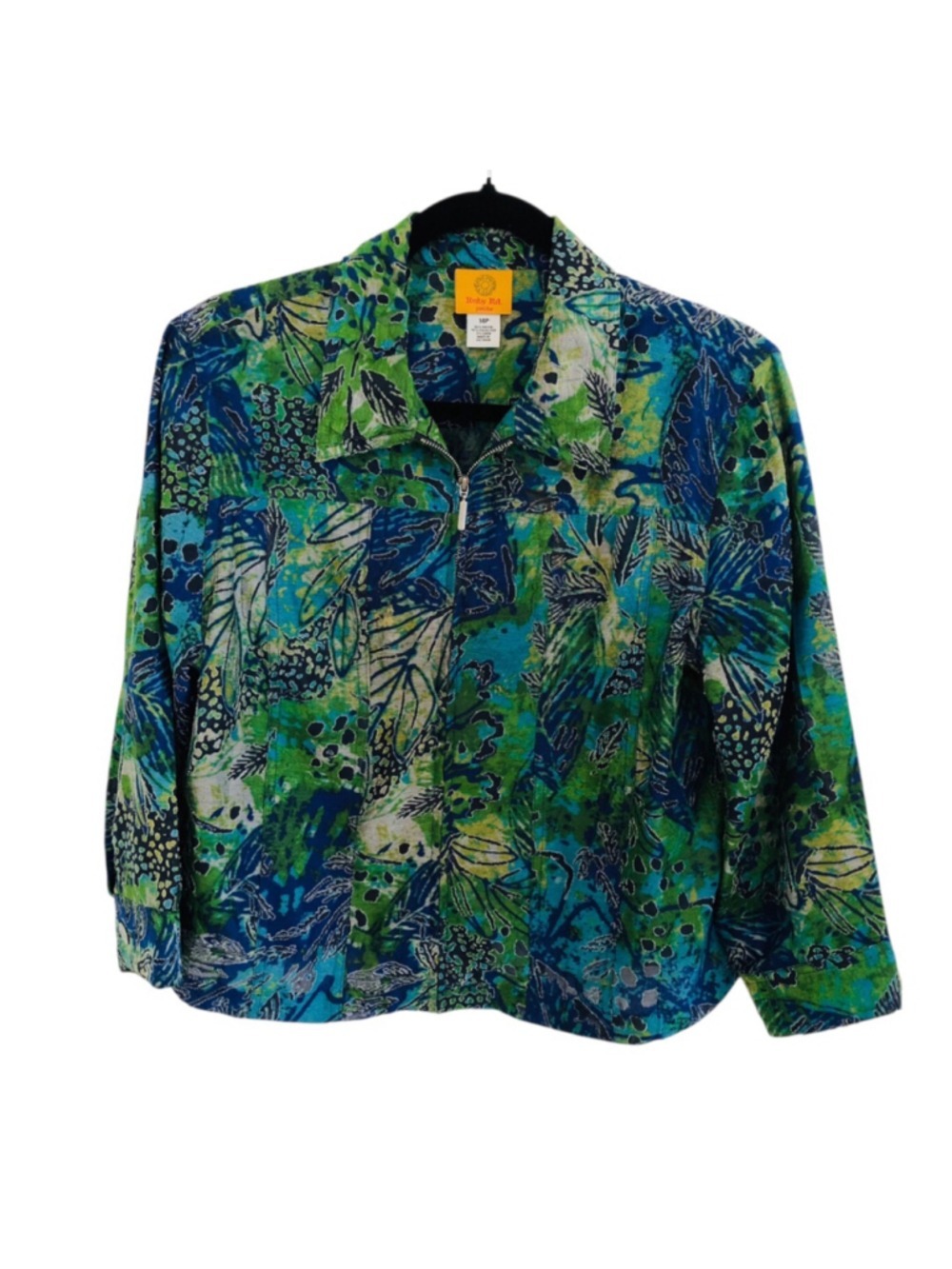 Ruby Rd 14P Botanical Print Lightweight Jacket Tropical Boho Chic Art To Wear